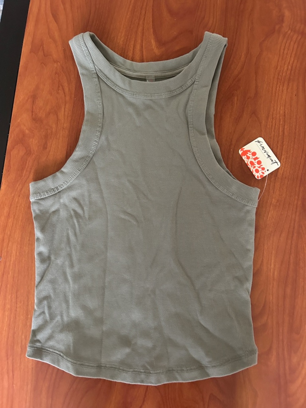 Free People sage Green Ribbed Racerback Tank